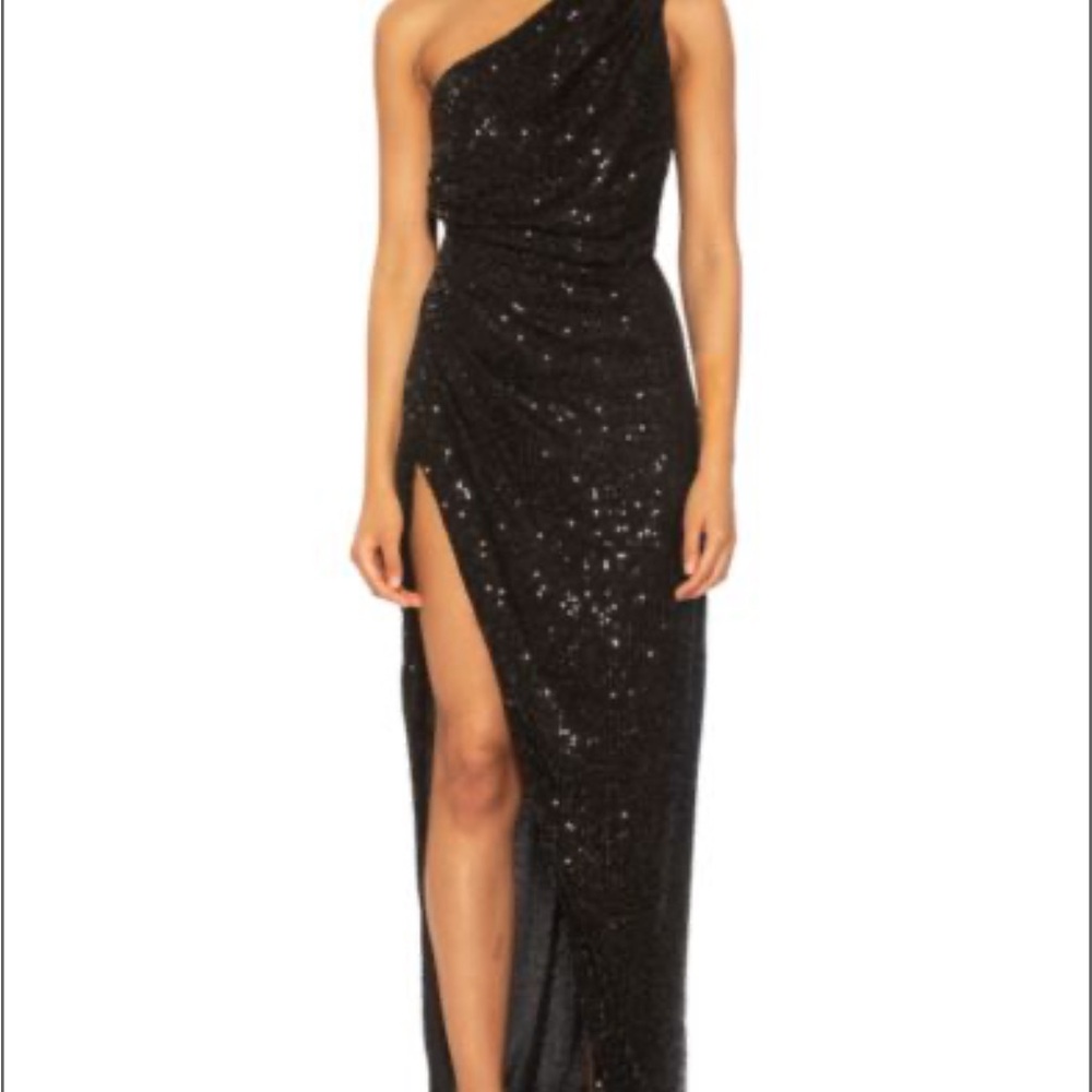Alexia Admor Black Sequin One-Shoulder Dress